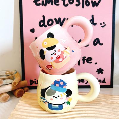 Cute Cartoon Puppy Couple Ceramic Cup Mug Water Cup Girls Boys Gift Big Handle Souvenir