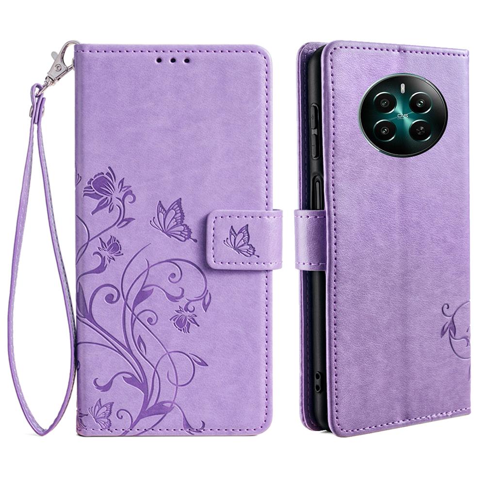 For Realme 12 4G/12+ 5G Case Butterfly Flower Leather Magnetic Closure Phone Cover