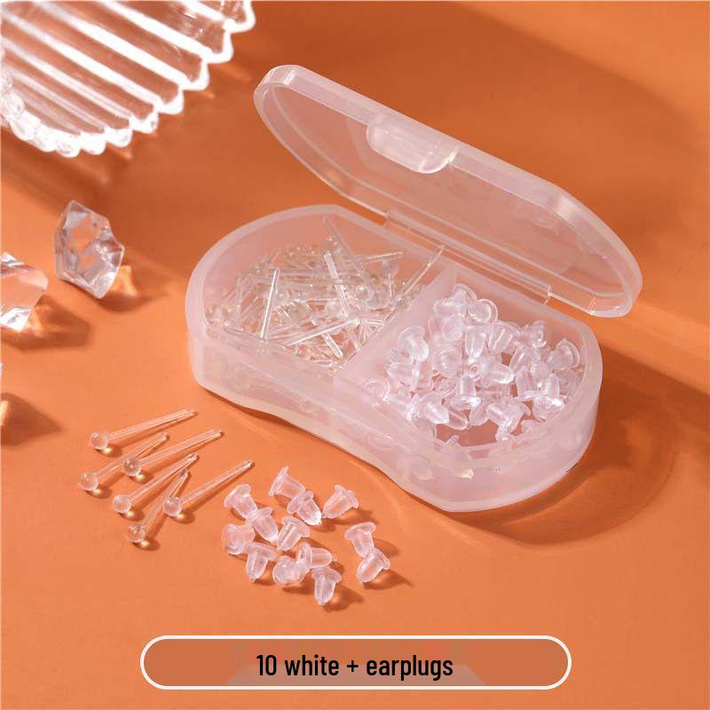 Transparent Resin Ear Piercing Studs - Anti-Clogging, Invisible, Ideal for Newly Pierced Ears