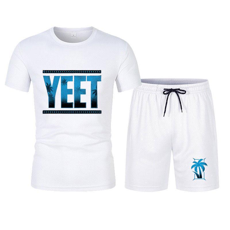 New Men's Black Jey Uso Yeet T-Shirt Shorts Set Summer Short Sleeve Men Overiszed Suits New Causal Clothing Sets