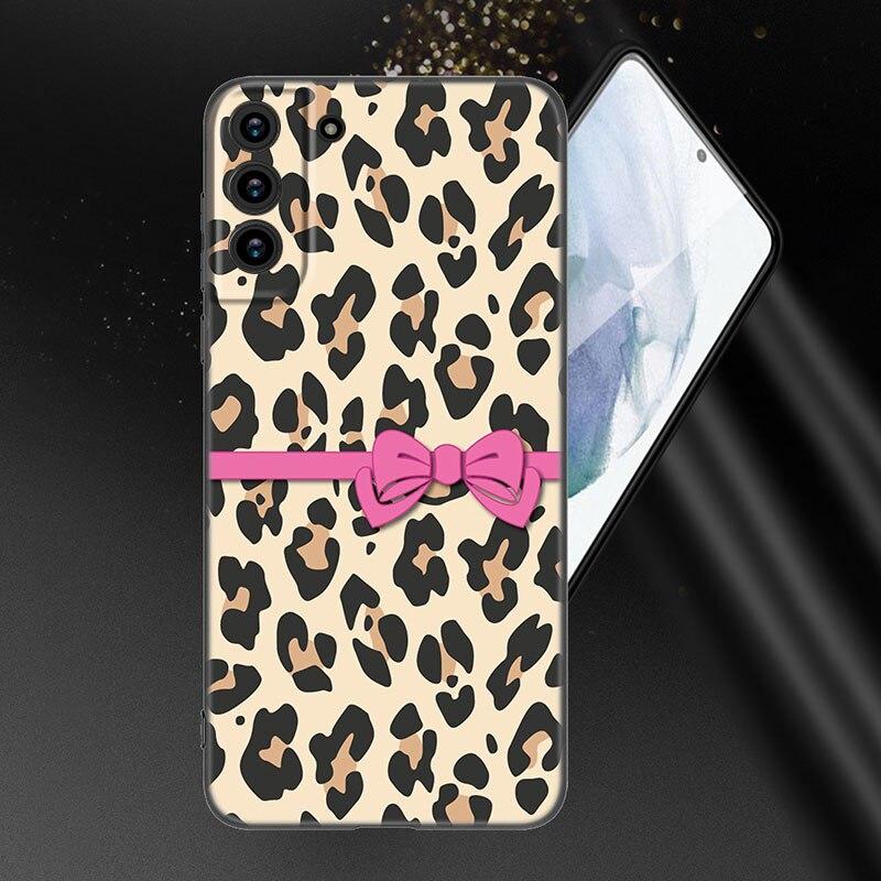 Custodia per telefono con stampa Leopard Love per Samsung Galaxy S22 Pro S21 S20 Ultra FE S10 Lite 5G S10E S9 S8 Plus Cover nera in TPU morbido