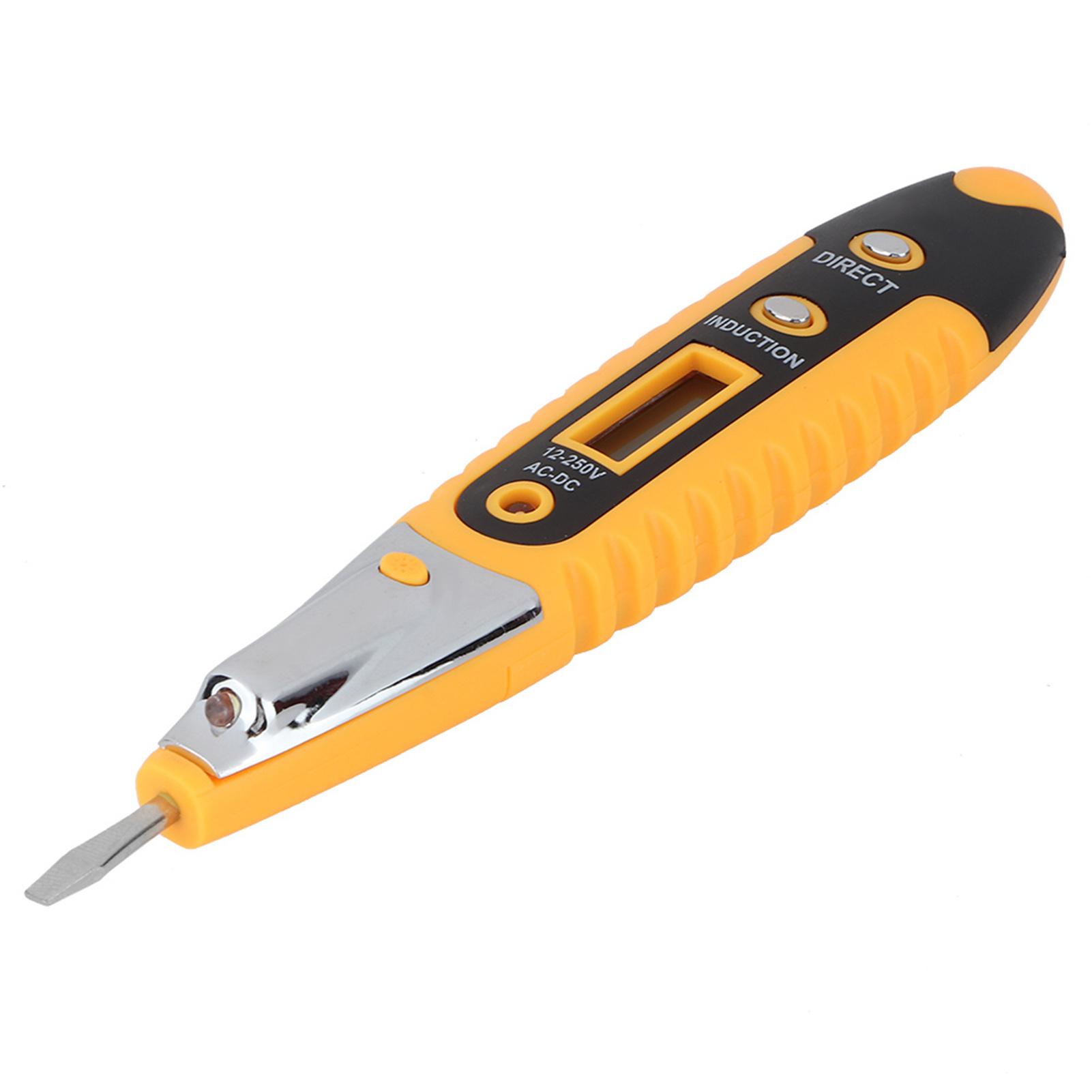 

AC 2 Test Pencil LED HD Display AC DC 12‑250V Detect with Night Eye Lamp жовтий