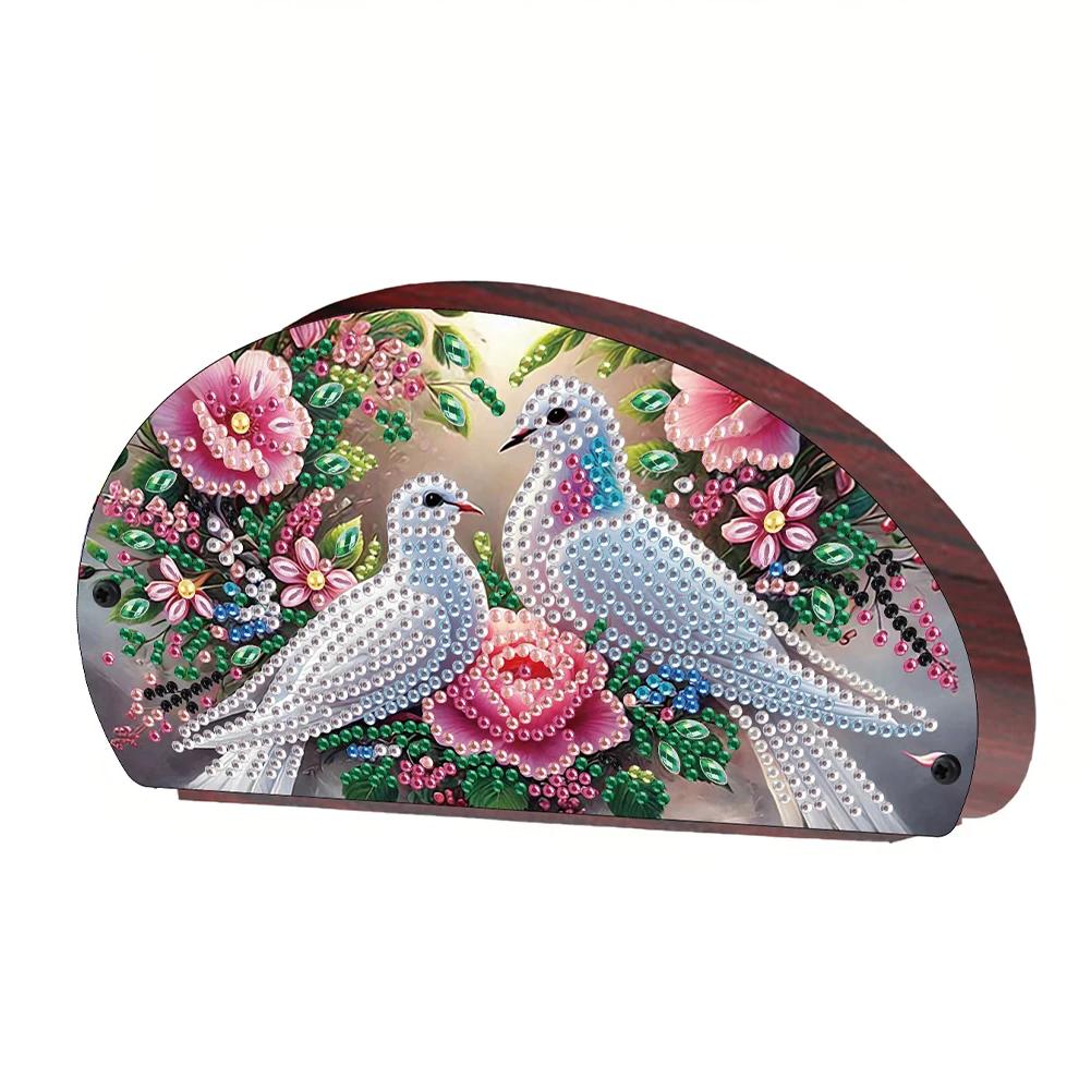 Wooden Flowers DIY Rhinestones Storage Holder Crystal Diamond Storage Shelf Diamond Painting Organizer Rack for Remote Control