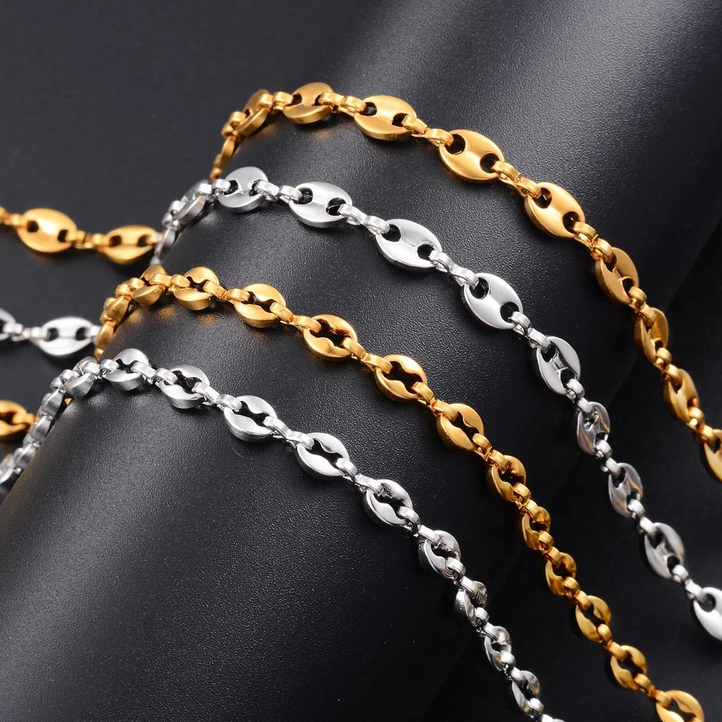 Trendy ocelový náhrdelník s prasečím nosem Řetízky ve tvaru kávových zrn Unisex Klasické náramky Šperky Velkoobchod