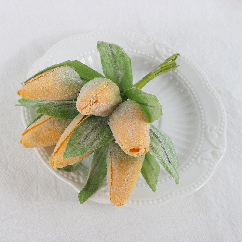 6 sztuk/pęczek Tulipany Symulacji Małe Bukiety, Realistyczne Jasne Prawdziwe Dotykowe Zielone Rośliny Liściaste,