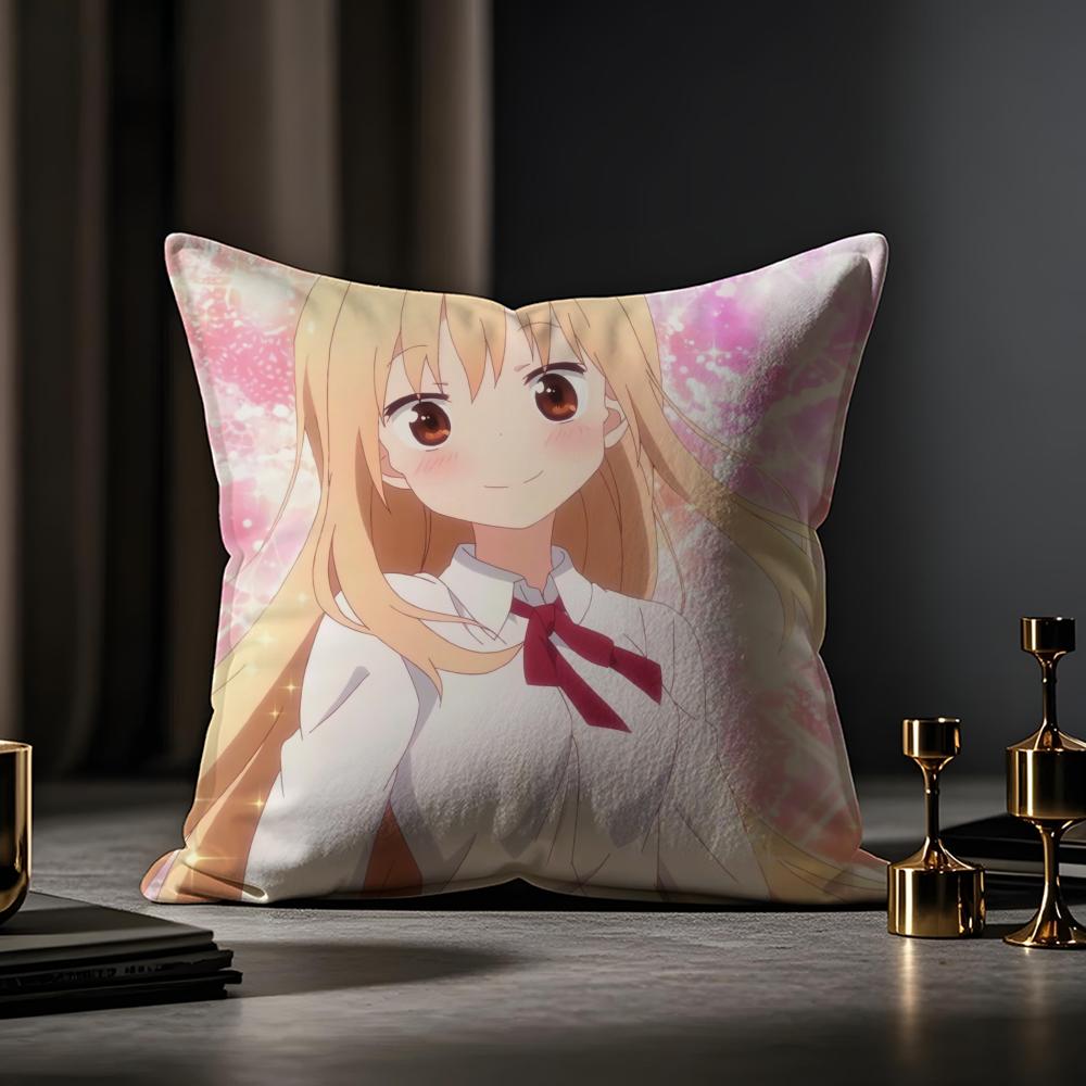 Umaru Doma Anime Cushion Cover Anti-dustmite Pillowcase Invisible Zipper Silky Short Plush Sofa Cushion Cover
