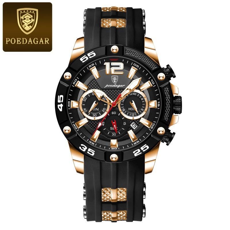Top Brand Multi-function New Men's Watch Silicone Tape Quartz Waterproof Luminous Fashion Watch