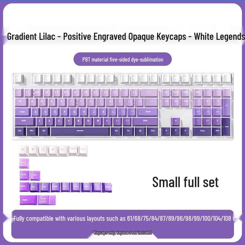 PBT Gradient Color Mechanical Keyboard Keycaps, Personalized Double Shot, Side Printed, Translucent, Five-Sided Dye Sublimation, Full Set