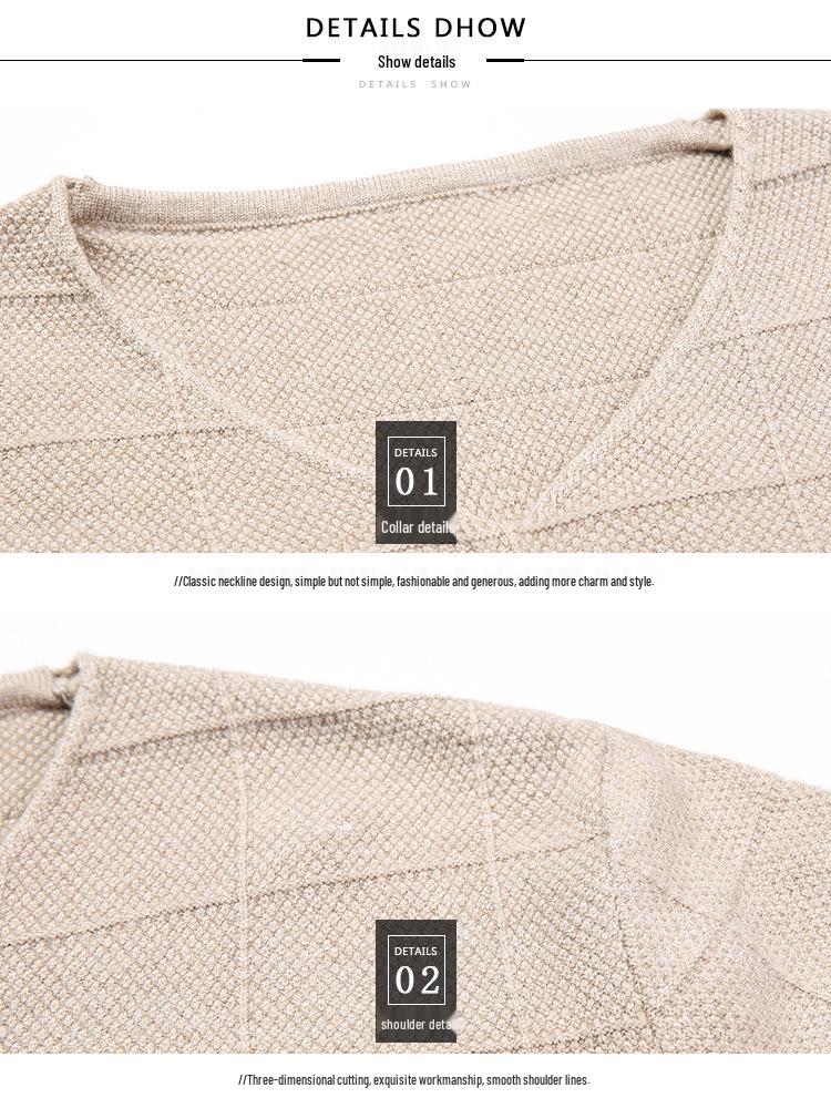 2019 Autumn Color Block Men's V-Neck Pullover Sweater, Korean Style, Slim Fit, Plus Size, Fashionable Base Layer.