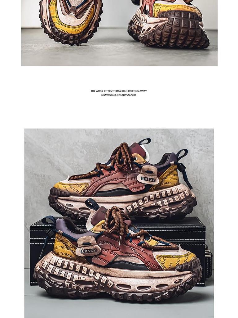 Men's Fashionable Thick-Soled Casual Sneakers - Autumn/Winter Height-Increasing Low-Top Sports Shoes