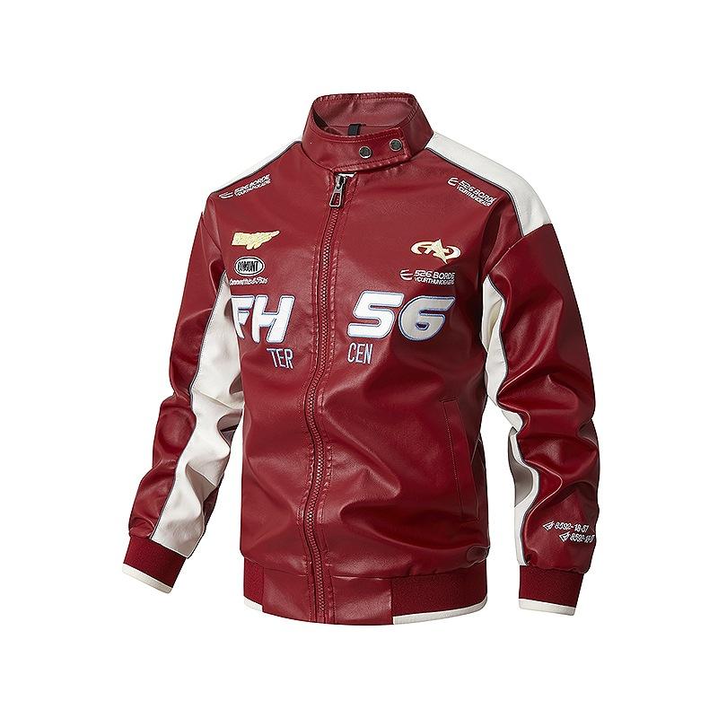 New Fattened Plus Size Leather Jacket Men's PU Leather Tooling Large Size Leather Jacket Men's Stand-Up Collar Locomotive Douyin Cross
