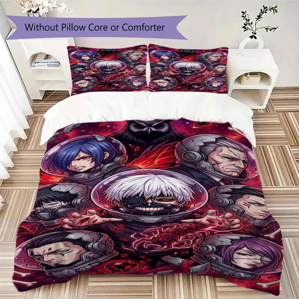 

Kaneki Ken-style anime Pattern Bedding,Quilt Set Quilt Cover Pillowcase Home Birthday Gift (1 * duvet cover + 2 * pillowcase, without core) 135x200cm