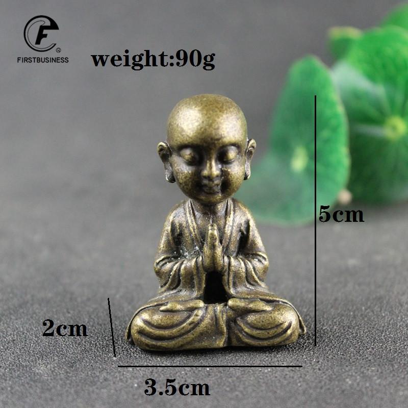 Copper Little Monk Buddha Statue Miniature Figurine Home Decoration Tea Pet Brass Casting Living Room Desk Feng Shui Decor Craft
