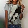 Abbigliamento Donna Stampa Gatto Anime Girocollo Manica Corta Estivo Ampio Casual Top Appuntamento Elegante