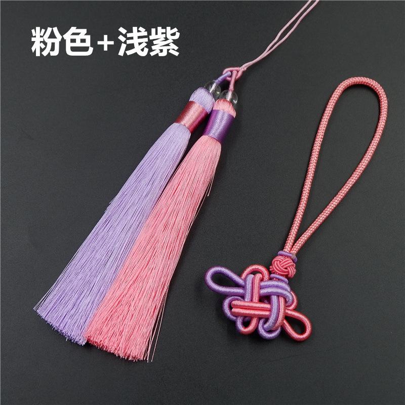 Ciucure Bicolor Combinație Nod Chinezesc, Ciucure Stil Chinezesc Anti-Rid, Ciucure Nod Chinezesc, Pandantiv Stil Etnic, Ureche Mătase de Gheață.