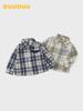 DUUDUU 2026 Boys' Korean Style Plaid Long Sleeve Shirt