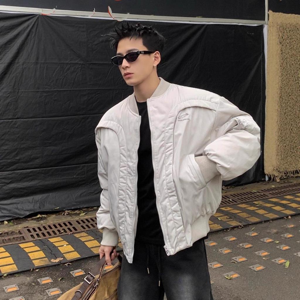 Men's Trendy Deconstructed Curved Design Winter Cotton Motorcycle Jacket