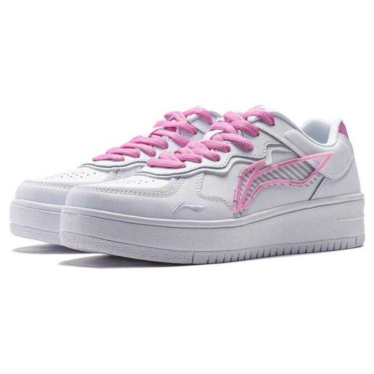 New LiNing Rise The Phoenix Slip Resistant Low Top Skateboard Shoes Women's White Pink AGCT380-3