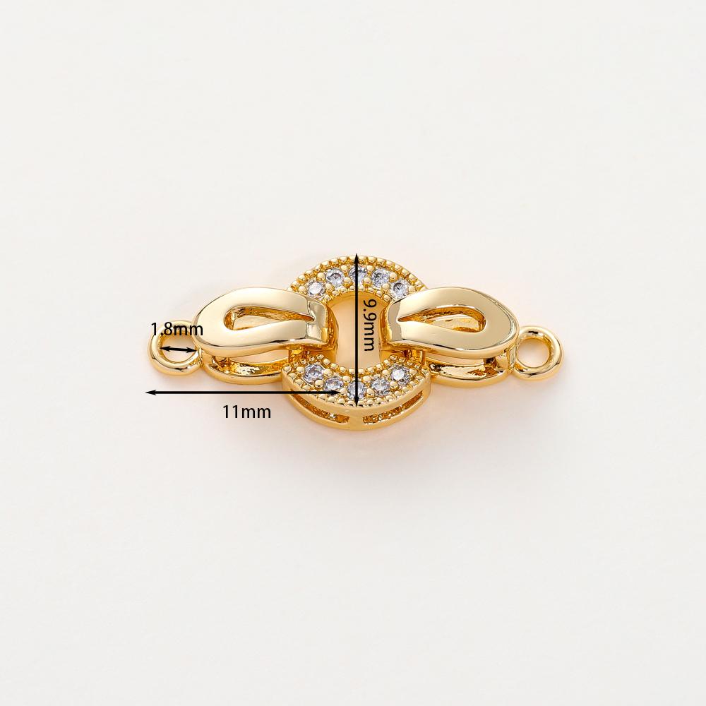 14k 18K Gold Plated Copper Metal Inlaid Zircon Round Fastener Clasps DIY Pearl Jewelry Beading Connector For Jewelry Making