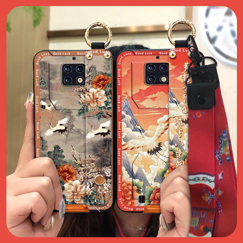 Ring Phone Holder Phone Case For Oukitel WP6 Elderly lady Fashion Lanyard Chinese style Kickstand Silicone Durable