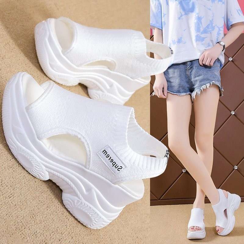 New Thick-soled Wedge Sandals Women's 2025 Spring, Summer and Autumn Fashion Muffin Bottom Heightening Fish Mouth High Heels 2025 Direct Sales