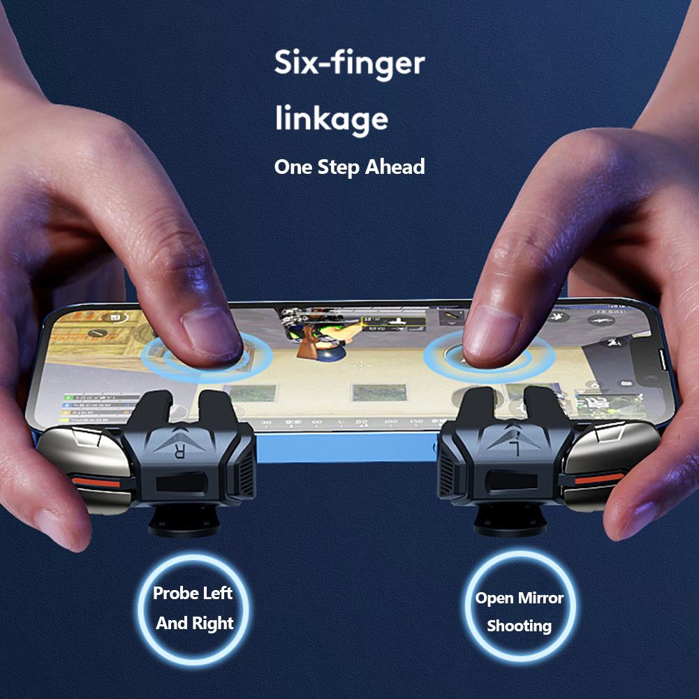 G21 1 Paar 6-Finger-Gamecontroller Gamepad Flexibles, empfindliches Gaming-Ziel-Schießgerät Trigger-Joystick-Taste für PUBG Mobile