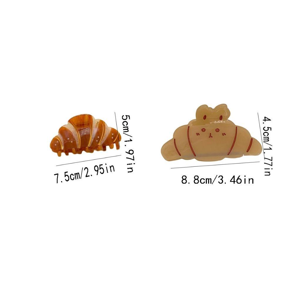 Korean Style Croissant Hair Claw Funny Headwear French Diamond Crab Clip Coffee Kawaii Acetic Acid Shark Clip Hair Accessories