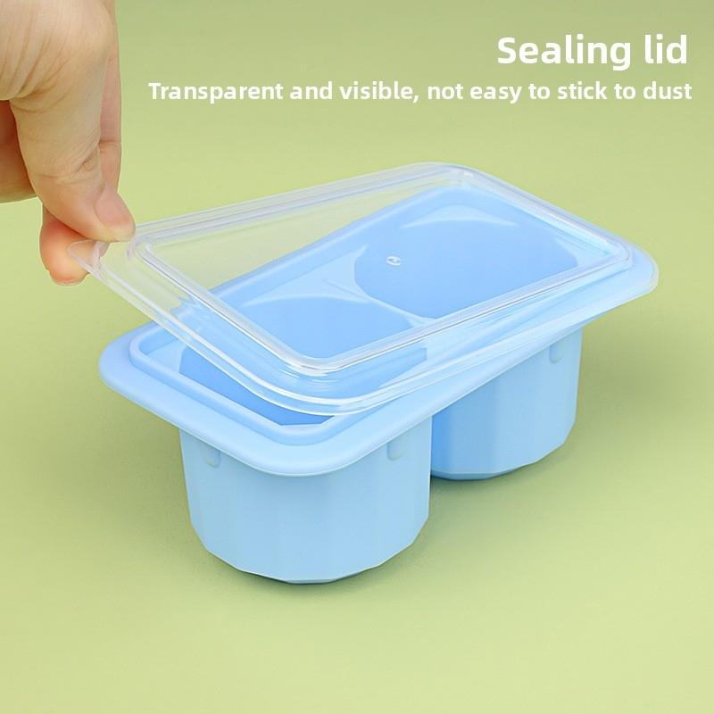 Large Round Ice Cube Tray With Lid, 2 Cavity Silicone Ice Mold, Household Big Ice Making Container Freezing Tool