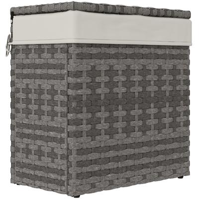 Garden and Home Rattan Storage Basket with Internal Fabric, 57x34x62cm, Grey