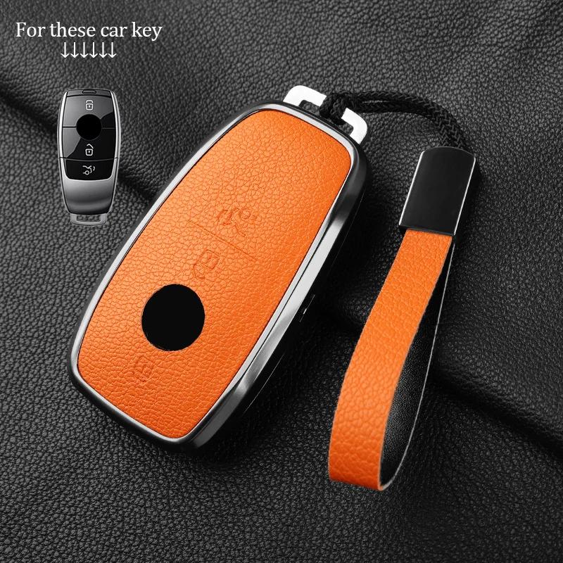 Metal And Leather Car Key Case Cover For Mercedes Benz W176 W177 W205 W206 W212 W213 W222 W223 W167 463 X166 A C E S G Cls Class