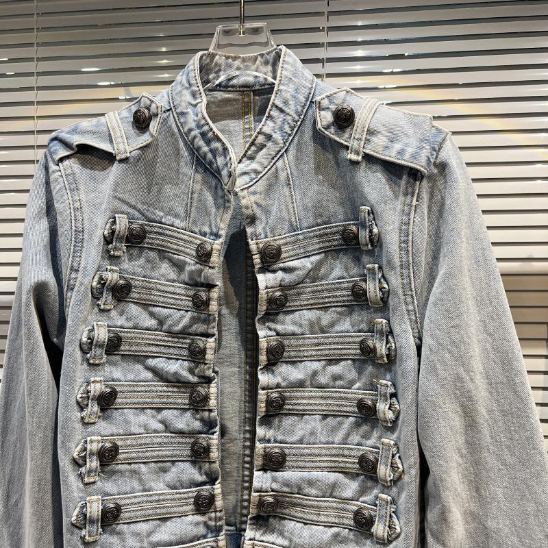 DRIPX Autumn New Fashion Metal Buckle Design Shoulder Strap Denim Short Jacket For Women High Street Coat Female