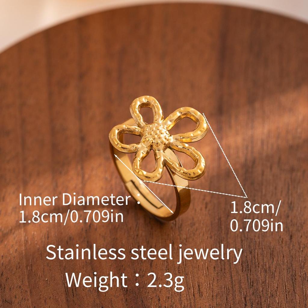 18k Gold-Plated Titanium Steel Daisy Open Ring