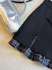 Elegant Grey Plaid Patchwork A-Line Mini Skirt for Women - High-Waisted Spring 2026 Fashion