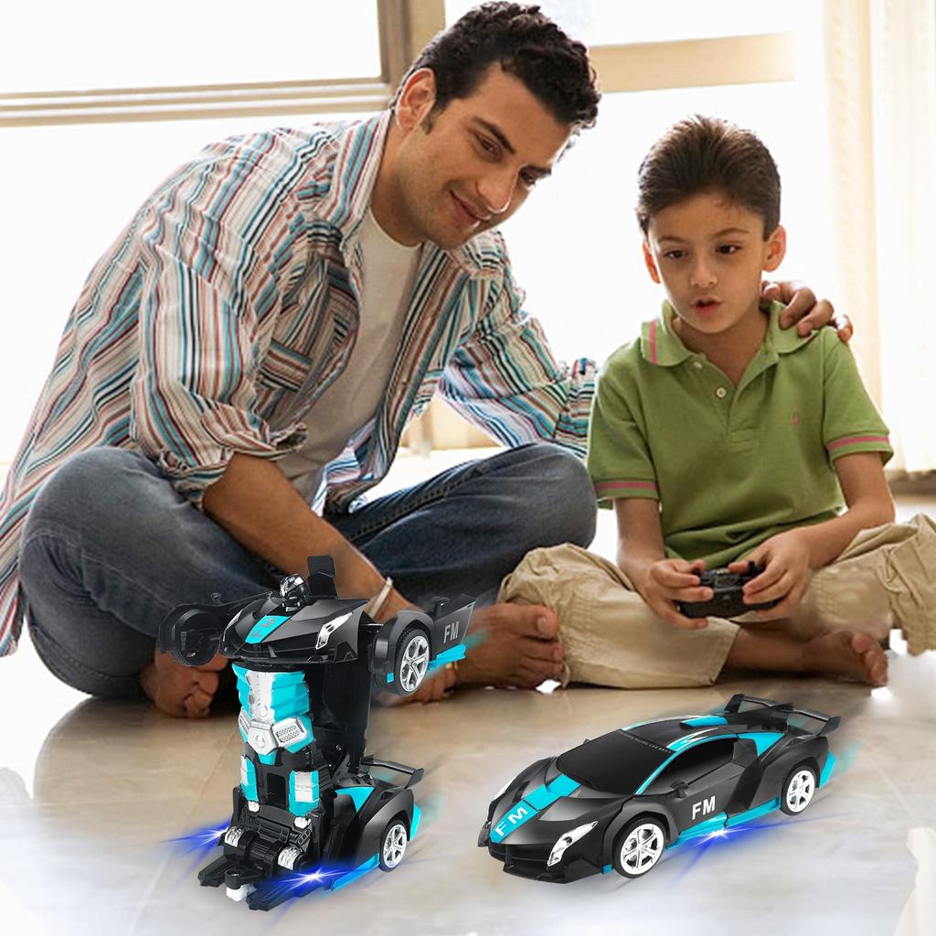 Transforming Robot Stunt Electric RC Car with LED Remote Model Gift Car, Car, Lights, 360-Degree Rotation, Control, Car, Birthday/Christmas (Black +