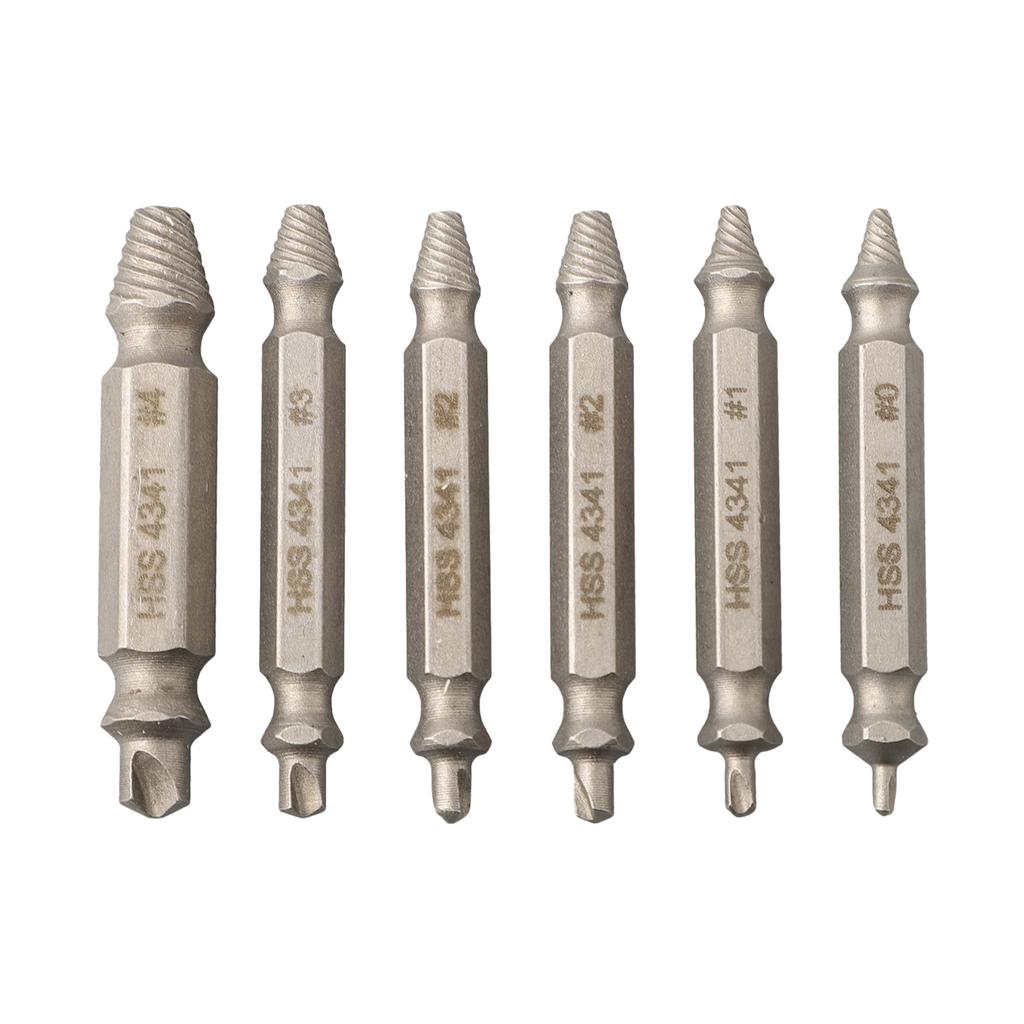 High Speed Steel 6PCS Broken Bolt Extractor Set Efficient Tools for Stripped Screw Removal Includes Storage Organizer
