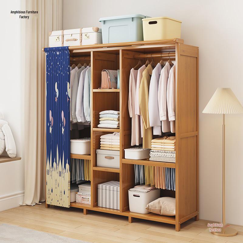 Economy Bedroom Wardrobe: Simple Assembly with Curtain, New Model for Home Storage