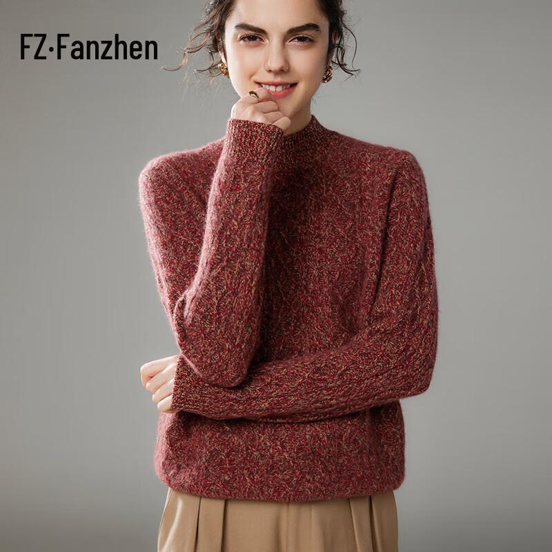 Fanzhen Women's Thickened Half-High Neck Cashmere Sweater