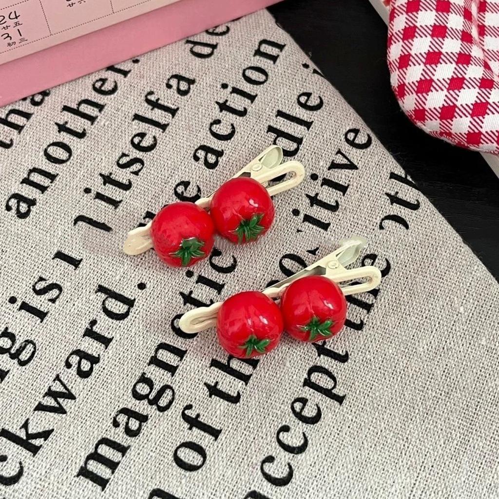1pcs Cute Tomato Cartoon Clip Hairpins 5.5cm Fun Party Accessories for Kids Women Christmas Party Non-Slip Hair Clips