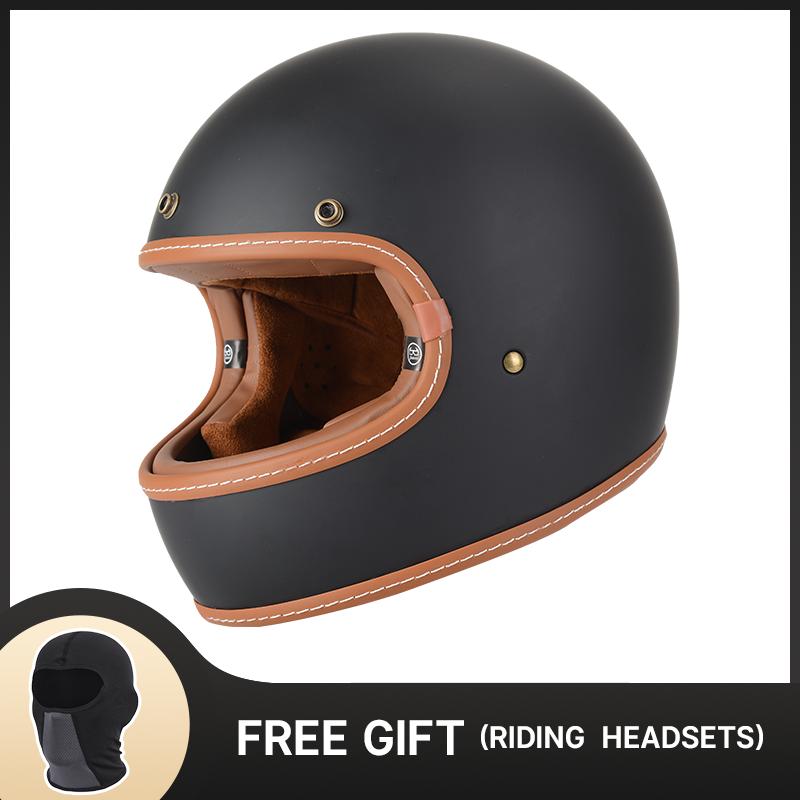 High Quality Super Lightweight Fiberglass Vintage Retro Full Face Helmet Motorcross Motorcycle Protection Helmets DOT Approved