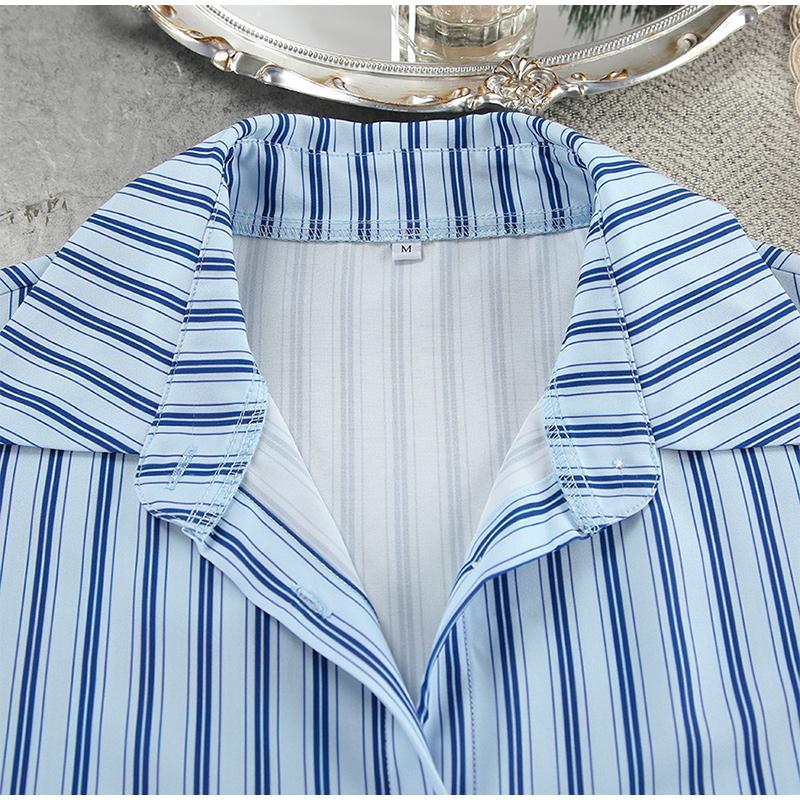 Casual Striped Lapel Women Shirt Set Sexy Tube Lace Up High Waist Pants 2026 Spring Fashion Elegant Patchwork Female Tank Suit