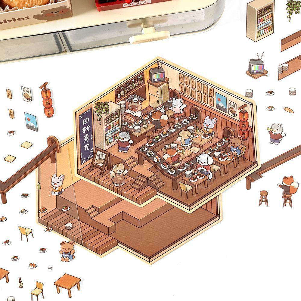 Plus Size DIY Landscape Sticker Multi-functional Cabin Scene Game Stickers  Gift