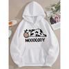 Womens' Funny Cow Hoodie Hip Hop Sports Streetwear Moooooody Punny Lazy Cow Cartoon Graphic Casual Fleece Pullover Tops