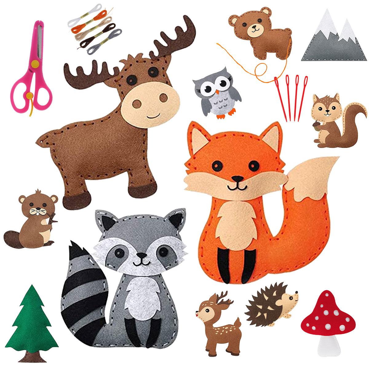 

Educational Sewing Craft Kit DIY Sewing Felt Plush Animals Kids Handmade Beginners Art Craft Kits for Beginners