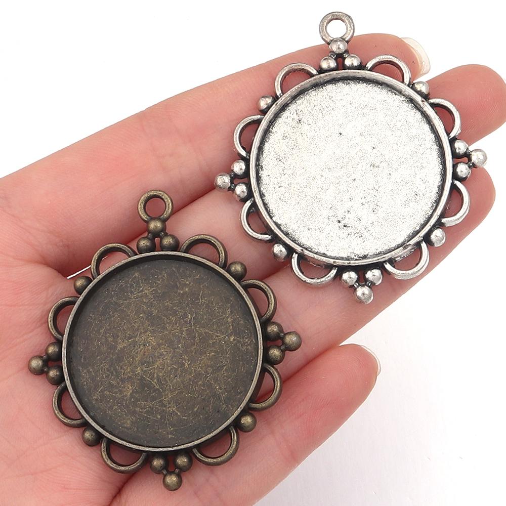 5-10pcs/lot Vintage Necklace Pendant Setting Cabochon Base Tray Bezel Blank For Pendants Cabochons Jewelry Making Accessories
