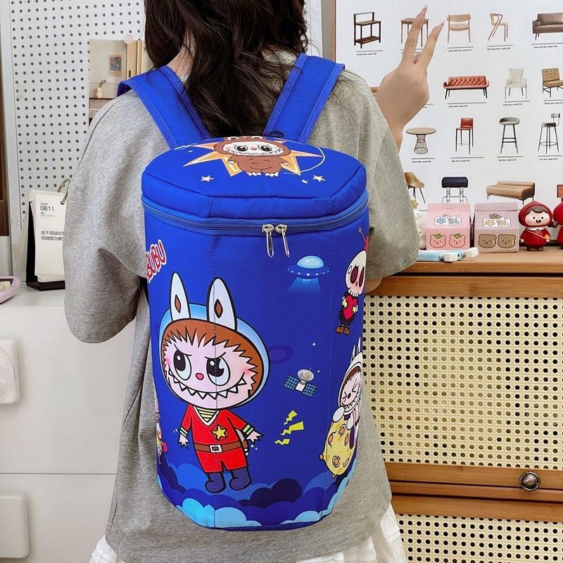 Labubu School Bag Cute Cartoon Storage Bucket Go Out To Play Snack Bag Men's and Women's Backpack Badminton Bag