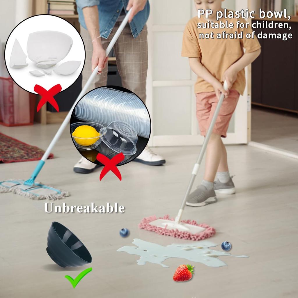 Evanda Set of Dark 750ml Unbreakable Dishes and PP Plastic and Perfect for and Heat and Cold Microwave and Dishwasher Safe Bowls, 8, Green, Approx.