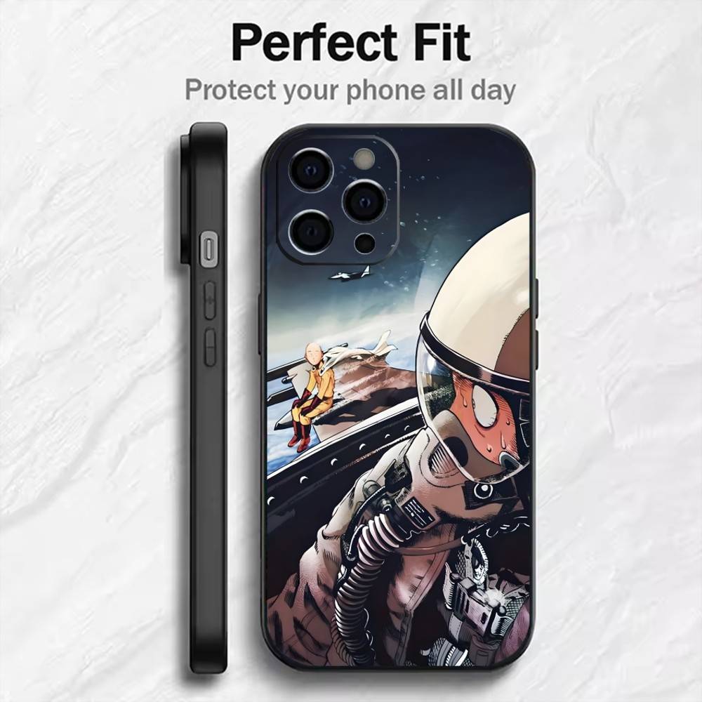 

Чехол для телефона O-One P-Punch Man S-Saitama для iPhone 17, 16, 15, 14, 13, 12 Plus, Max, Мягкий силиконовый, Черный iPhone16pro