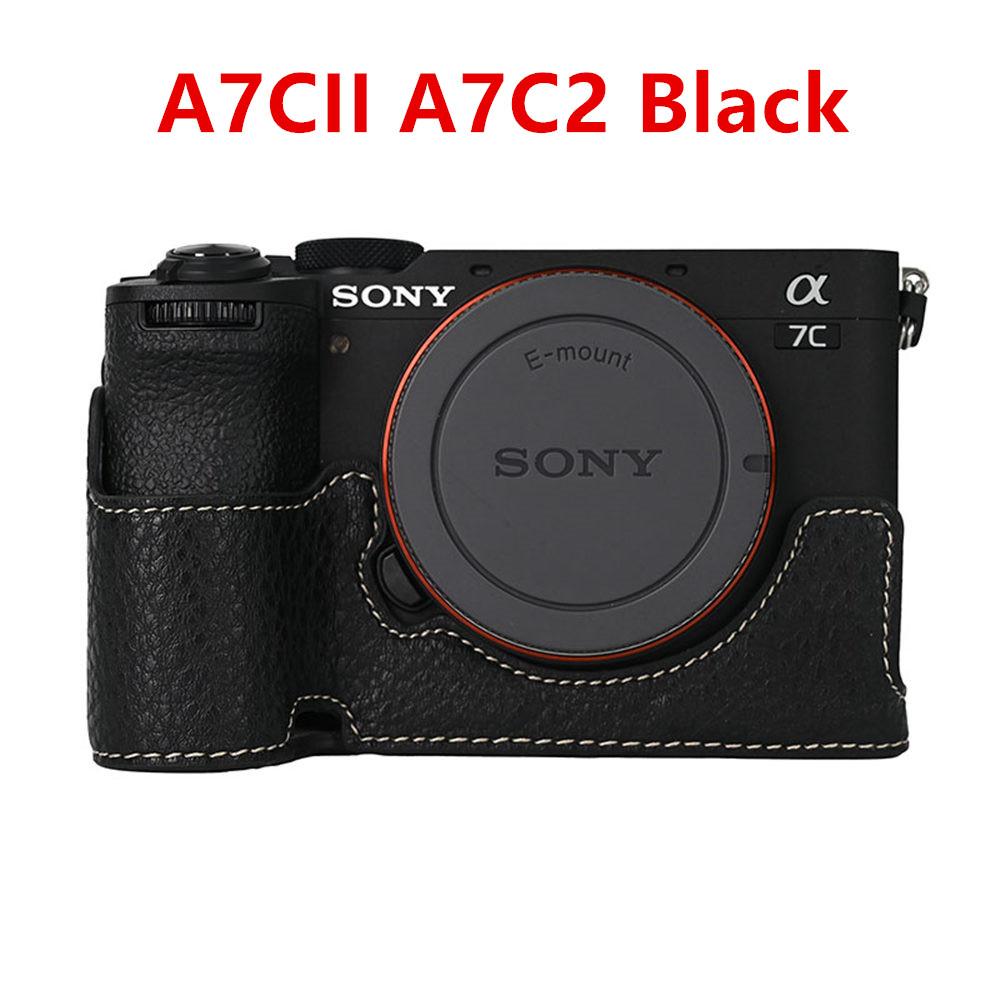 Camera Half Case for Sony A6700 A6400 A6300 A6100 A6000 ZVE10 ZVE10II ZVE10M2 A7R5 A7CII A7C2 Bottom Opening Cover PU Leather