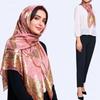 A105 Printed Silk Gauze Scarf: Square Headscarf with Cutout Design