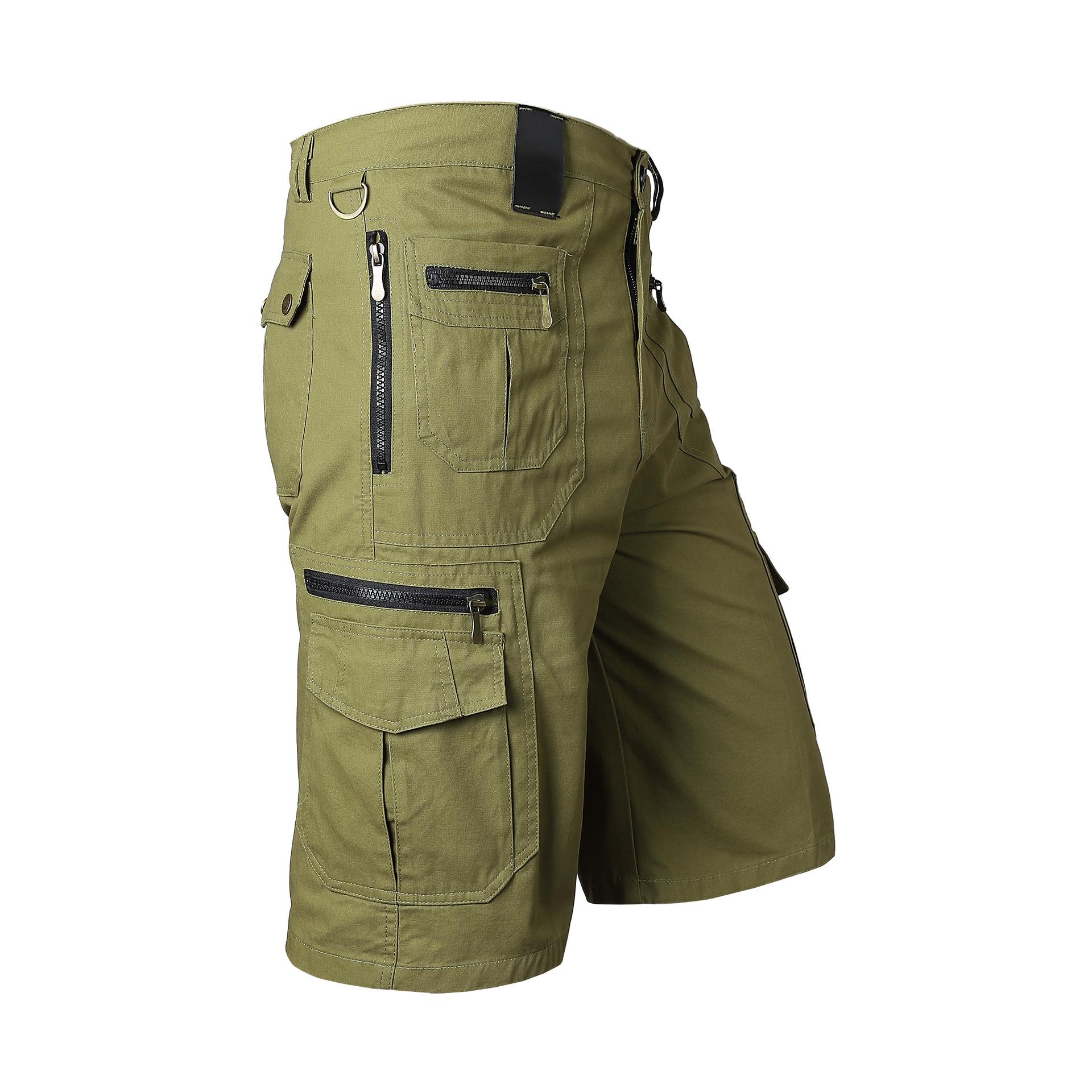 

Men s Loose Straight-Leg Summer Plus-Size Multi-Pocket Cotton Work Shorts M світло-зелений колір